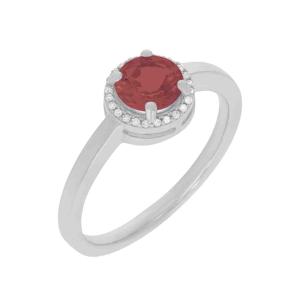 Round Garnet with a Halo Engagement Ring PD31343ALR GARNET